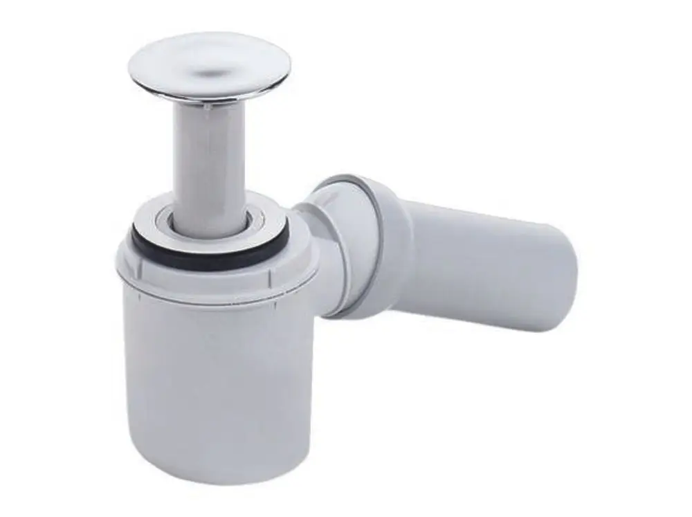 Dallmer Duschwannenablauf mit verchromter Haube und seitlichem Abfluss. Der Anschluss hat einen Durchmesser von 50 mm und ist in einem neutralen Design gehalten.