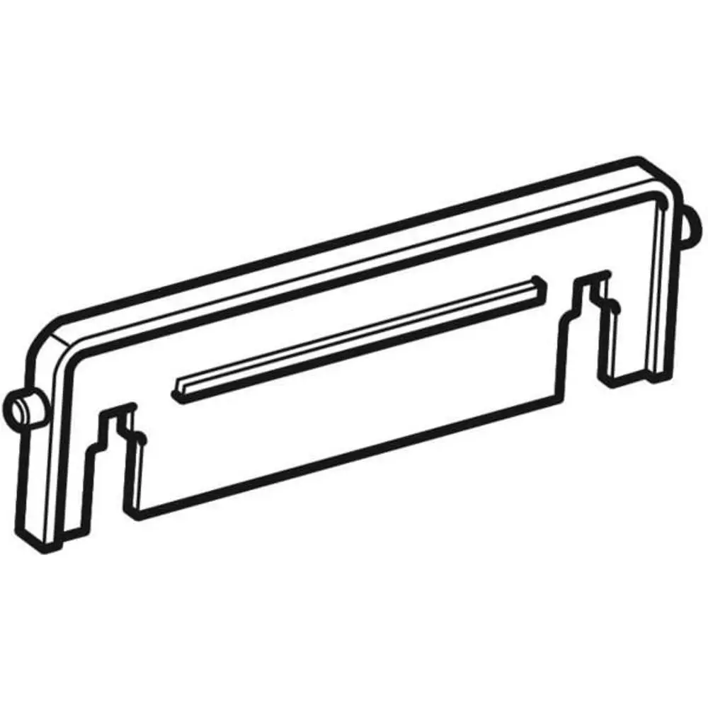 Verdrehsicherung für eine Betätigungsplatte von Geberit, in schlichtem Design, mit zwei seitlichen Halterungen zur einfachen Montage und Funktionalität.