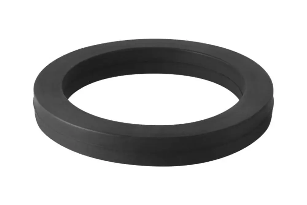 Schwarze Dichtung aus EPDM, ringförmig, zur Verwendung in installationsbezogenen Anwendungen, hergestellt von Geberit.