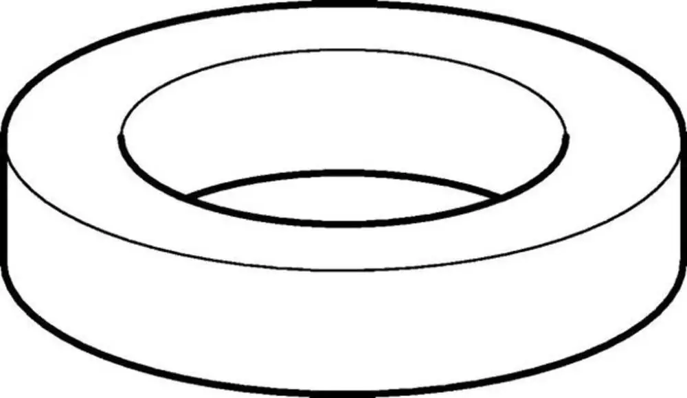 Scheibenförmige Dichtung aus EPDM mit Innendurchmesser und Außendurchmesser. Geeignet für Anwendungen, z.B. in Verbindung mit Geberit-Produkten.