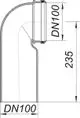 Dallmer Wand-WC-Bogen mit 88-Grad-Winkel, DN 100, zeigt eine seitliche technische Ansicht mit Maßangaben für Installation und Anschluss.