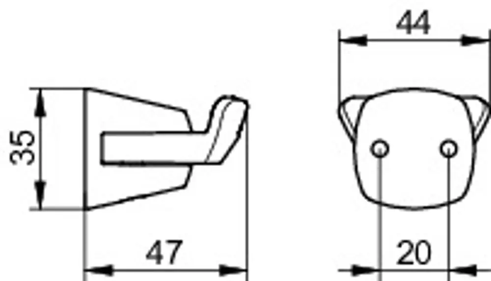 Doppelter Handtuchhaken aus verchromtem Material, design von Keuco, mit zwei Aufhängemöglichkeiten, montiert an der Wand. Ansprechendes, funktionales Design.