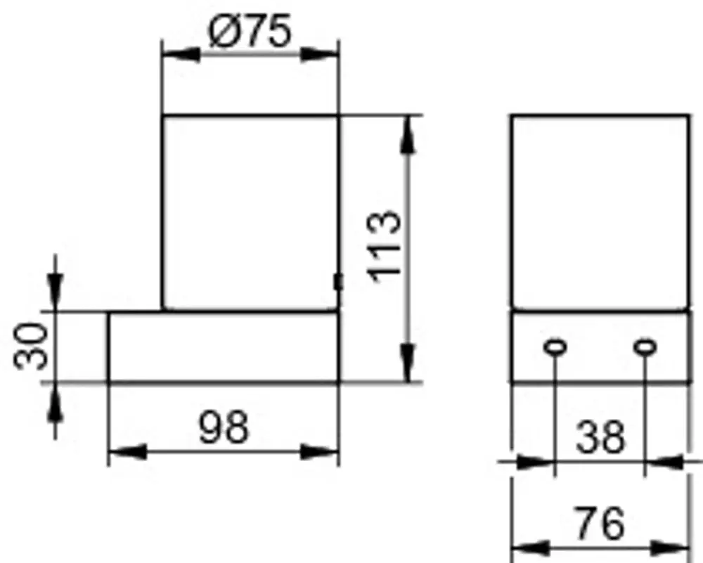 Keuco Produkt, rechteckige Form mit klaren geometrischen Linien, bestehend aus Glas. Maße, Löcher zur Befestigung und spezielle Details sind abgebildet.