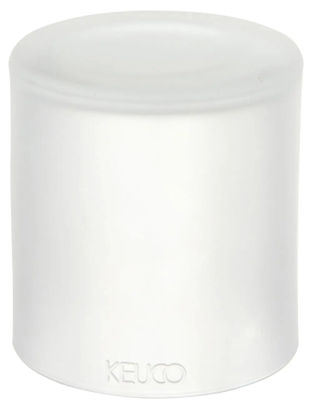 Weißer, mattierter Stülpbecher aus Glas von Keuco mit rundem Boden und durchgehend glatter Oberfläche.