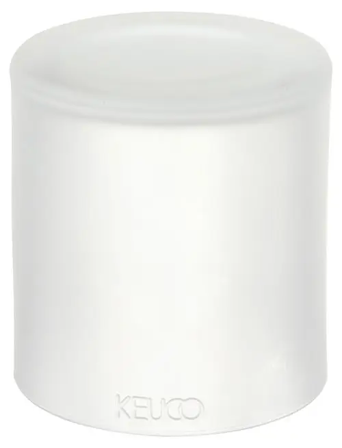 Weißer, mattierter Stülpbecher aus Glas von Keuco mit rundem Boden und durchgehend glatter Oberfläche.