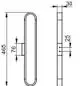 Keuco-Handtuchhalter in länglicher Form, mit abgerundeten Kanten, aus verchromtem Metall, zur Wandmontage. Zeigt drei vertikale Bohrlöcher zur Befestigung.