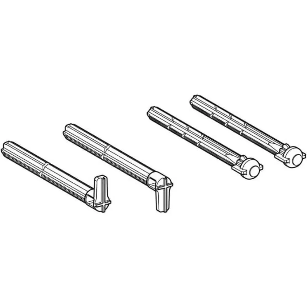 Set von Drückerstangen für Geberit Spülkästen, bestehend aus vier verschiedenen Stangen, zur Verwendung mit Omega und Sigma60 Betätigungsplatten.