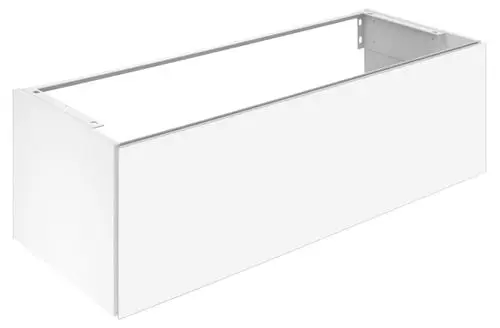 Weißer Waschtischunterbau von Keuco mit Auszug, rechteckige Form, ohne sichtbare Oberflächenstruktur, geeignet für Badezimmeranwendungen.
