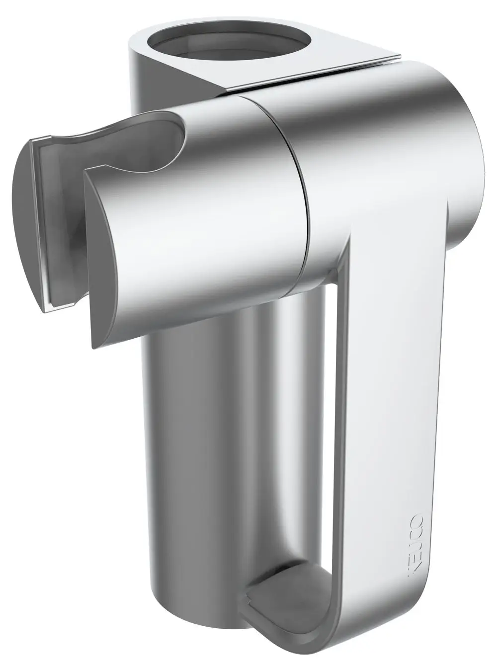 Höhenverstellbarer Brausehalter aus eloxiertem Aluminium in Silber, designed von Keuco. Der Halter hat eine praktische Form und eine Halterung für eine Dusche.