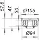 Schematische Zeichnung eines Dallmer Geruchverschlusses mit Durchmessern und Höhenangaben, dargestellt in einer technischen Ansicht.