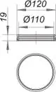 Technische Zeichnung einer Rückstaudichtung mit zwei unterschiedlichen Durchmessern, in einem schematischen Format, passend zu Dallmer Produkten.