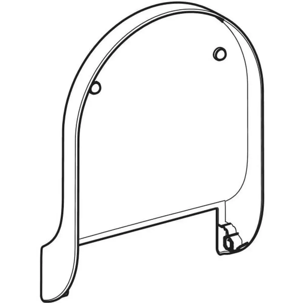 WC-Deckel von Geberit in weiß, mit abgerundeter Form und Ausschnitten für die Befestigung. Plattformdesign ohne Brille, geeignet für spezielle Toilettensysteme.