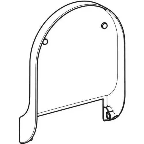 WC-Deckel von Geberit in weiß, mit abgerundeter Form und Ausschnitten für die Befestigung. Plattformdesign ohne Brille, geeignet für spezielle Toilettensysteme.