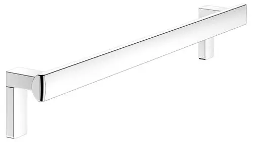 Haltegriff in glänzendem Chrom mit geradem Design, an beiden Enden mit Halterungen befestigt. Produkt von Keuco, geeignet für Badezimmer oder andere Wetträume.