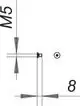 Dallmer Sicherheitsschrauben mit M5-Gewinde und schematischer Darstellung von Montagepunkten und Abmessungen.