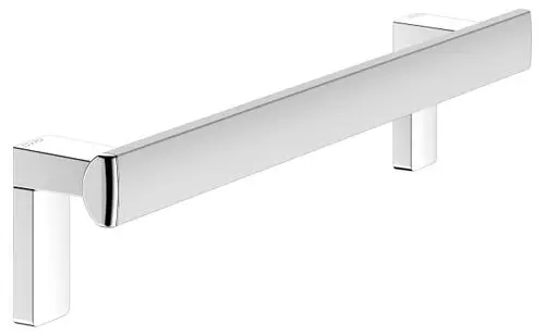 Haltegriff von Keuco in schlichter, silberner Ausführung, mit rechteckigem Griff und quadratischen Halterungen zur Wandmontage.