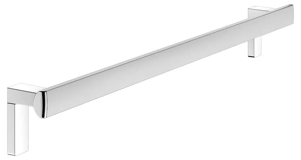 Keuco Haltegriff aus silber-eloxiertem Material, horizontal montiert, mit einer klaren, minimalistischen Form und zwei Befestigungselementen an den Enden.