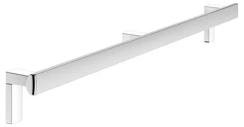 Haltegriff aus eloxiertem Aluminium von Keuco, rechteckige Form, in einem minimalistischen Design, montiert an zwei Aufhängungen, geeignet für Badezimmer oder barrierefreie Einrichtungen.