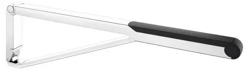 Stützklappgriff in verchromtem Finish mit schwarzem Plastikgriff. Produkt von Keuco, geeignet zur Unterstützung in Sanitärbereichen.