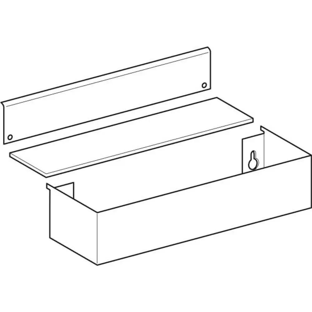 Geberit Staubox für Spiegelschrank, besteht aus einem rechteckigen Behälter mit einem Deckel und einer Schließvorrichtung. Ideal für die Aufbewahrung im Bad.