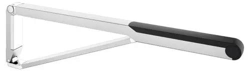 Stützklappgriff aus eloxiertem Silber und Schwarz, designed von Keuco. Er besteht aus zwei Armen, die zusammenklappbar sind. Der Griff hat eine ergonomische Form.