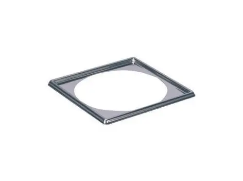 Dallmer-Rahmen mit quadratischer Form und einer Öffnung in der Mitte. Hergestellt aus Metall mit abgerundeten Ecken.
