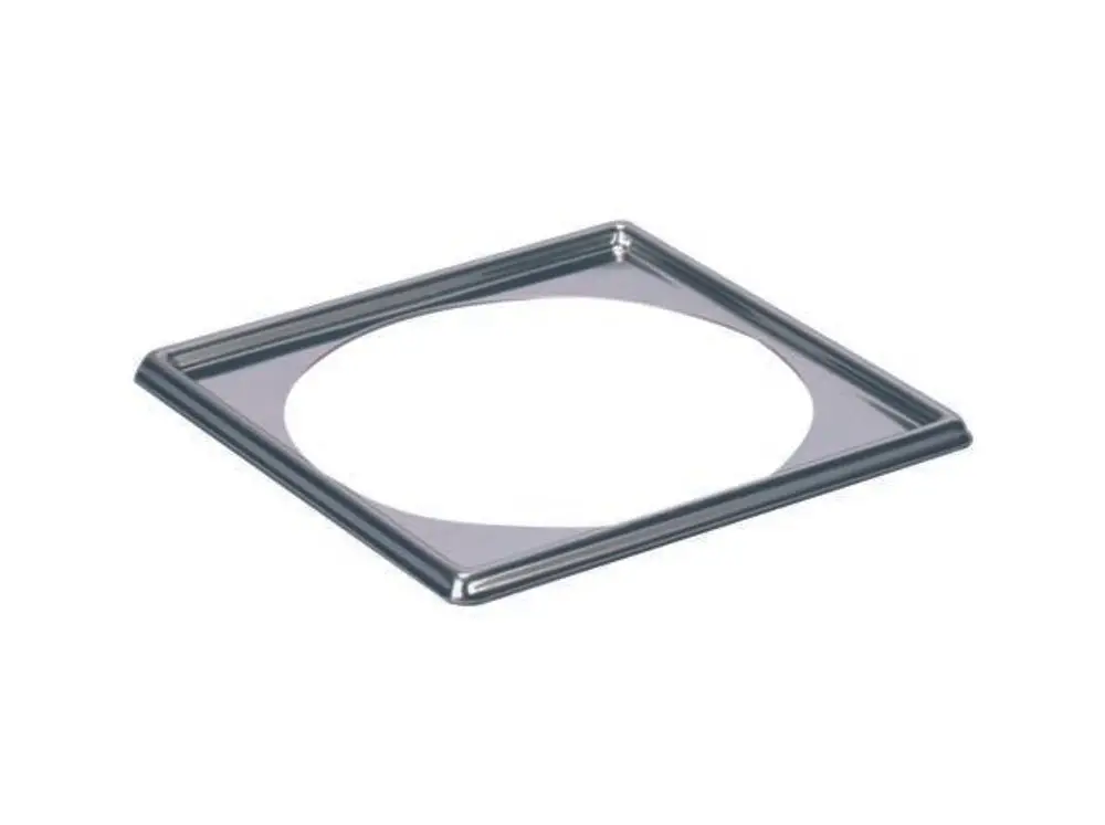 Ein quadratischer Dallmer-Rahmen mit offenem Innenbereich, der für eine Montage vorgesehen ist. Die Oberfläche ist glatt und aus Metall gefertigt.