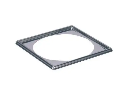 Ein quadratischer Dallmer-Rahmen mit offenem Innenbereich, der für eine Montage vorgesehen ist. Die Oberfläche ist glatt und aus Metall gefertigt.