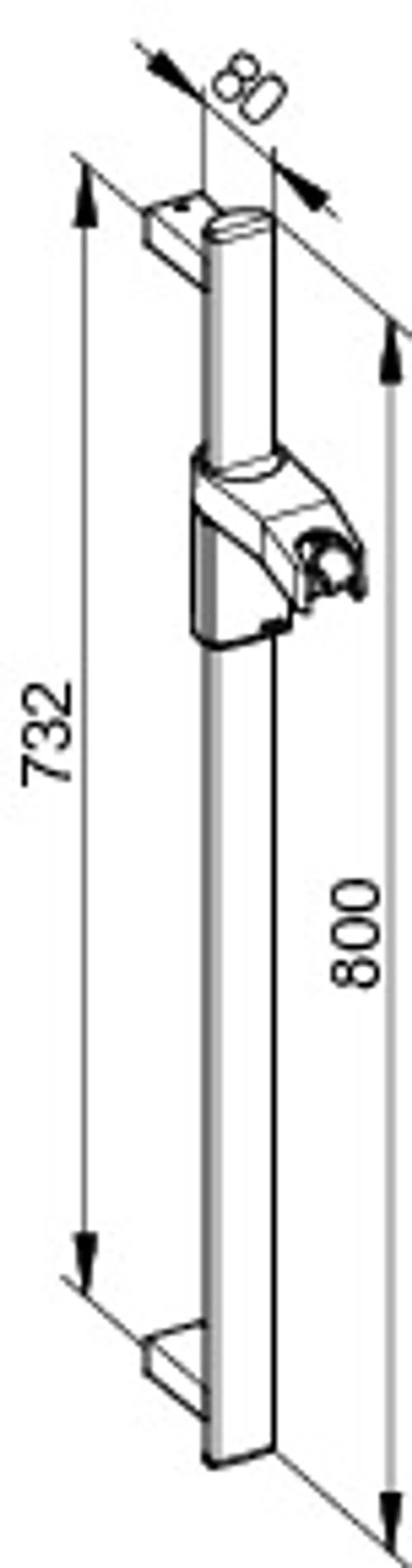 Keuco Brausestange in senkrechter Form, mit einer montierten Halterung, mit klaren Linien und ohne sichtbare Maße.