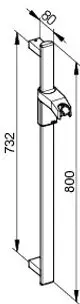 Keuco Brausestange in senkrechter Form, mit einer montierten Halterung, mit klaren Linien und ohne sichtbare Maße.