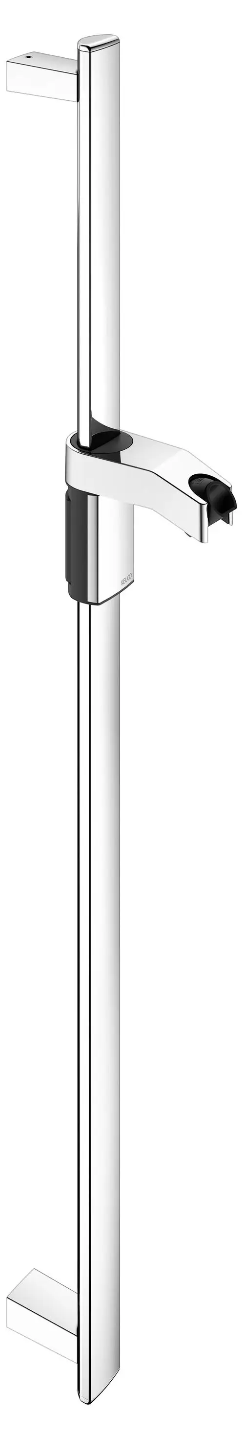 Elegante Brausestange in verchromter Ausführung von Keuco, montiert an einer Wand, mit einem klaren, minimalistischen Design und funktionalen Halterungen.
