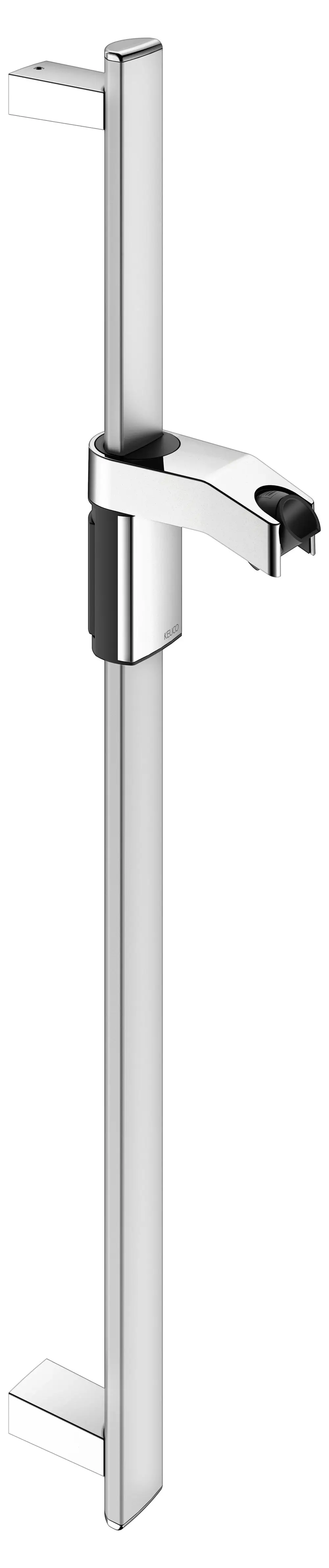 Brausestange aus silber-eloxiertem Material mit einem flachen, modernen Design, versehen mit einem Tragrahmen, hergestellt von Keuco.