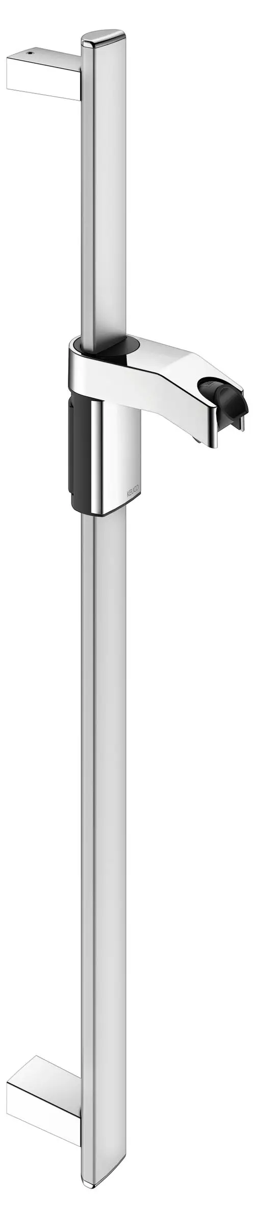 Brausestange aus silber-eloxiertem Material mit einem flachen, modernen Design, versehen mit einem Tragrahmen, hergestellt von Keuco.