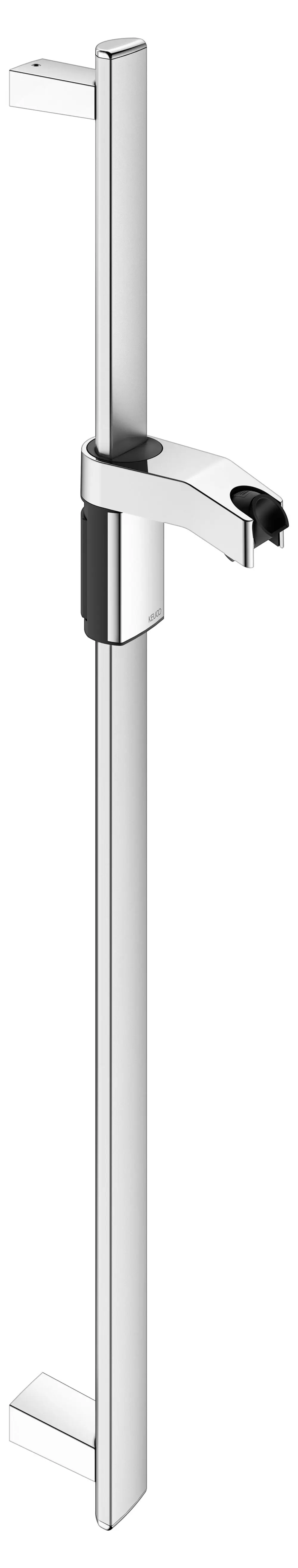 Brausestange von Keuco in silber-eloxierter Ausführung, mit glatter Oberfläche und einem Halter zur Befestigung an der Wand, geeignet für eine Duscharmatur.