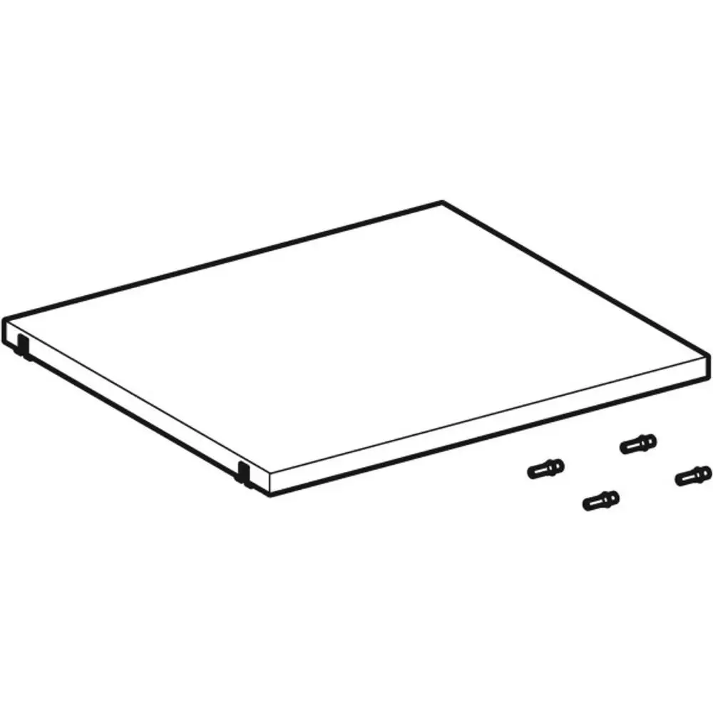 Einlegeboden in quadratischer Form mit mehreren Regalbolzen, geeignet für einen Hochschrank. Produkt von Geberit zur Aufbewahrung und Organisation.