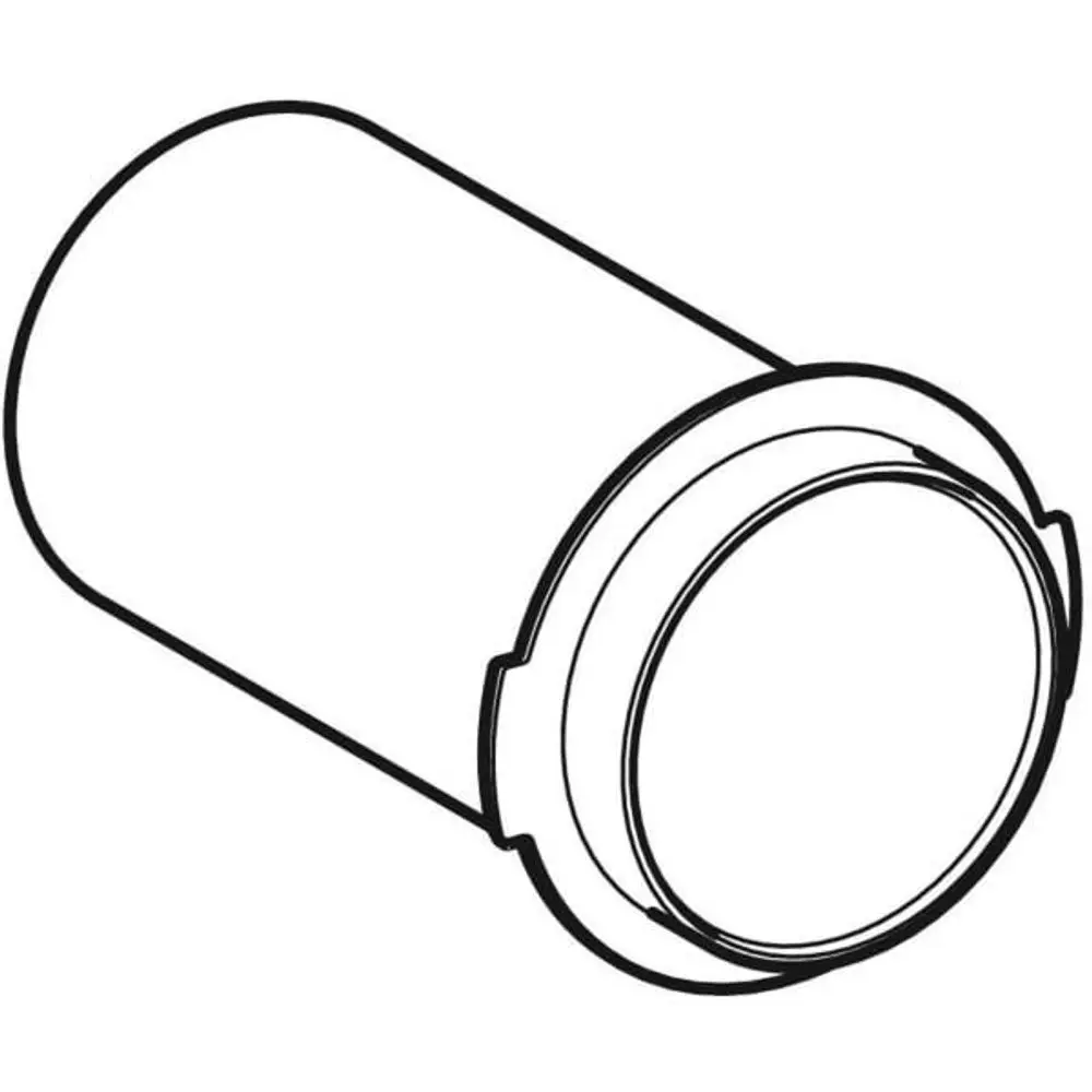 Abgedichteter Anschlussstutzen für Geberit-Wand-WC, zylindrische Form mit flachem Rand und runder Öffnung an der Oberseite, für die Sanitärinstallation geeignet.
