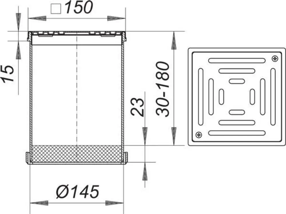 DALLMER Terrassen-Aufsatz SEN 15, Rost verschr., 150 x 150 mm, 500311