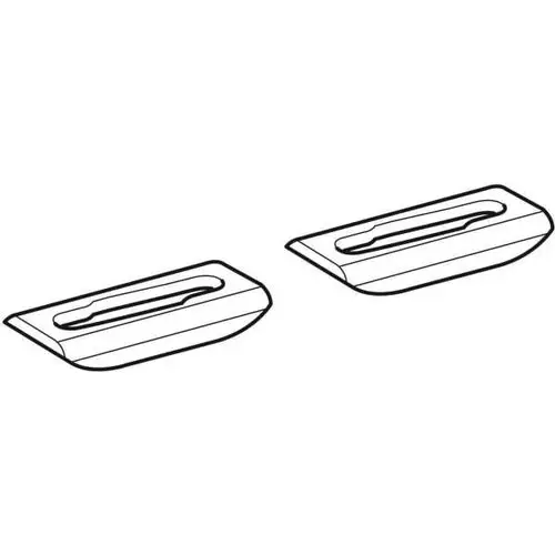 Set mit zwei Kunststoff-Kippdübeln von Geberit, jeweils mit einer Unterlegscheibe, grafisch dargestellt. Ideal für Installationen und Befestigungen.