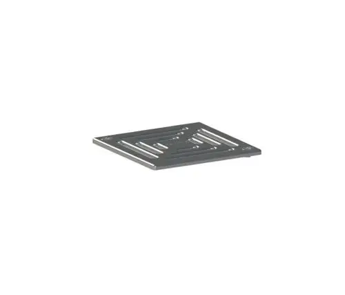 Dallmer Rost mit rechteckiger Form, aus Metall, mit durchgehenden, schmalen Schlitzen. Eignet sich zur Abdeckung von Abläufen.