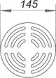 Dallmer Rost mit runder Form und gewellten Linien, gestaltet für die Abdeckung eines Abflusses. Das Design zeigt eine kreisförmige Struktur mit Durchmessern.