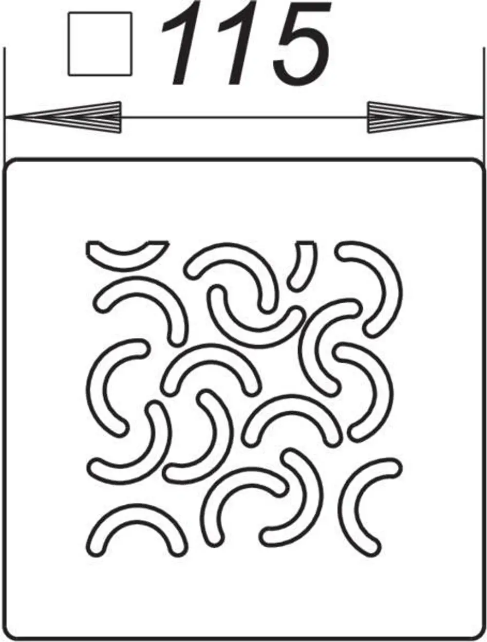 Muster mit geschwungenen Linien auf weißem Hintergrund, dargestellt in einer schematischen Darstellung. Produkt von Dallmer.