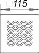 Dallmer Roste mit geschwungenem Muster, deren Design eine effektive Abdeckung von Abflussöffnungen ermöglicht. Geometrische Anordnung in mehreren Reihen.