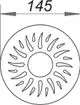 Dallmer Rost mit einem kreisförmigen Design und mehreren zungenförmigen Aussparungen. Der Durchmesser ist visuell als 145 mm erkennbar.