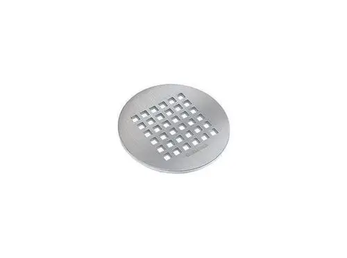 Runde Abdeckung aus Metall mit quadratischen Löchern, hergestellt von Dallmer. Geeignet zur Abdeckung von Abläufen oder ähnlichen Anwendungen.