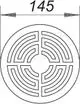 Dallmer Rost mit einem kreisförmigen Design, das labyrinthenartige Muster zeigt. Die Maße sind nicht angegeben. Ideal für Abflusslösungen in verschiedenen Anwendungen.