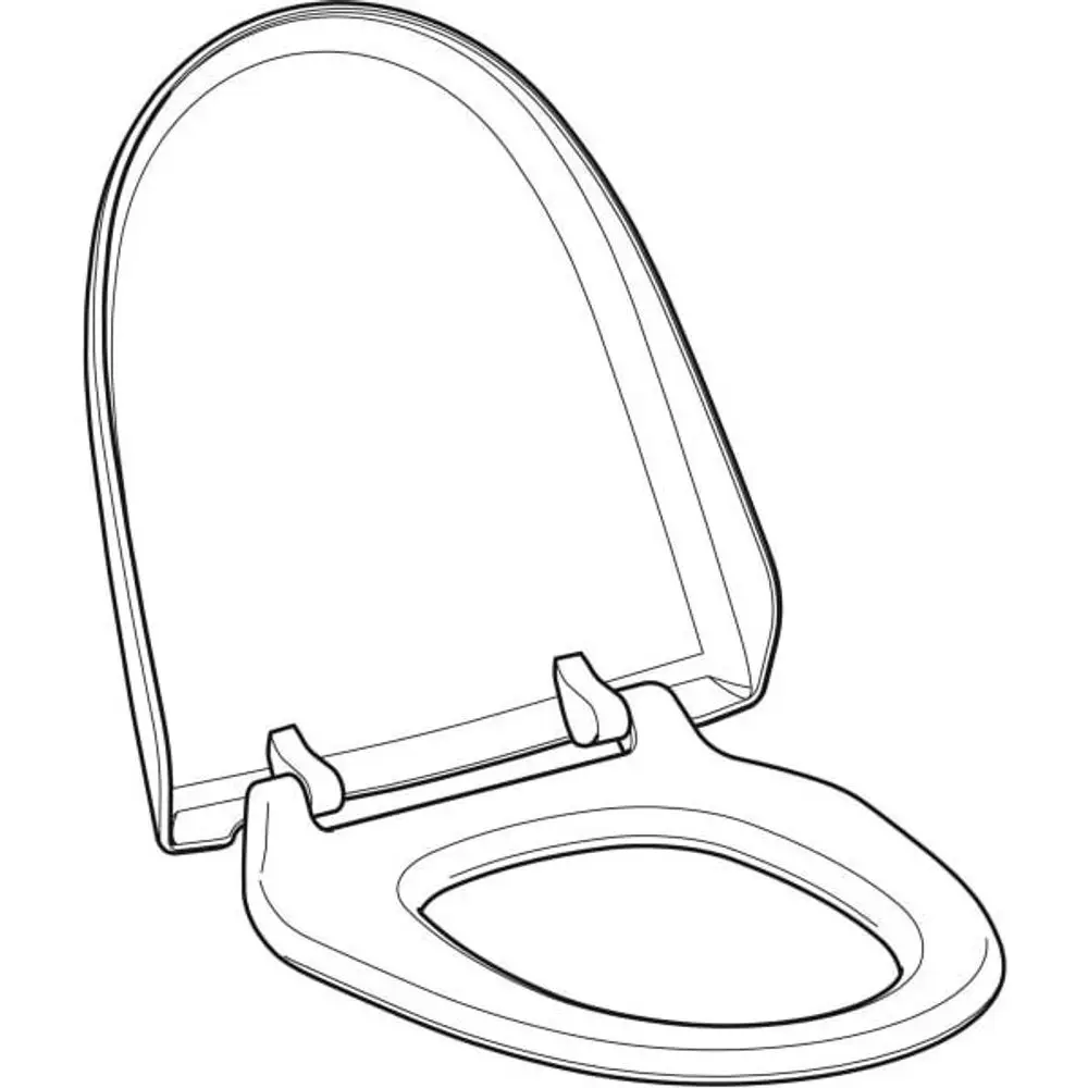 Weißer WC-Sitz und WC-Deckel in offener Position, passend für Geberit AquaClean 8000. Normale Form ohne zusätzliche Designmerkmale.