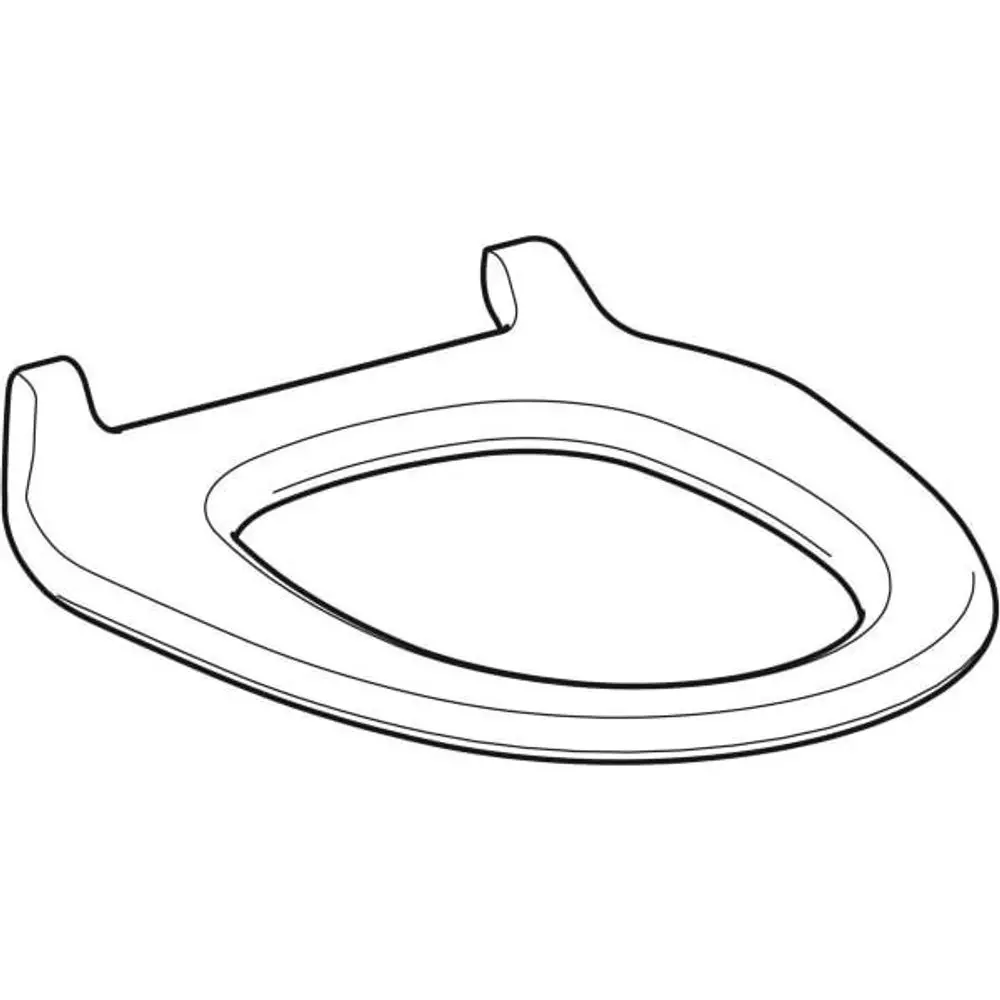Weißer WC-Sitzring von Geberit, rechteckige Form mit Aussparungen an den Seiten. Geeignet für spezifische Modellserien.