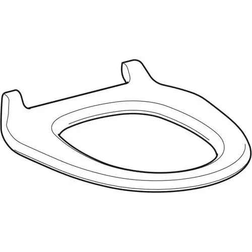 Weißer WC-Sitzring von Geberit, rechteckige Form mit Aussparungen an den Seiten. Geeignet für spezifische Modellserien.