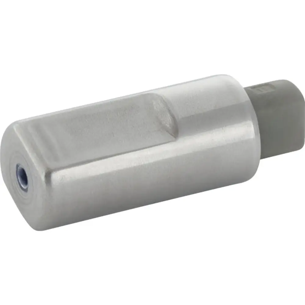 Dämpfer in silberner Farbe für WC-Deckel, kompatibel mit Geberit AquaClean 8000-Serie, mit einer rechteckigen Form und einem angeschrägten Ende.
