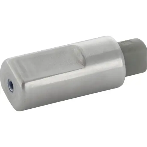 Dämpfer in silberner Farbe für WC-Deckel, kompatibel mit Geberit AquaClean 8000-Serie, mit einer rechteckigen Form und einem angeschrägten Ende.